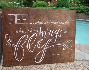 Painted Wood Art, Frida Kahlo Quote