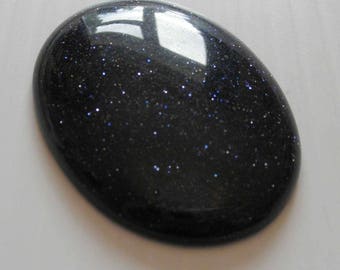 Large Blue Goldstone Cabochon 40x30mm flat back