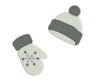 Embroidery design machine winter and glove hat instant download