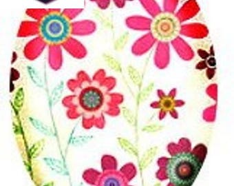 1 cabochon glass 25mm x 18mm flowers theme