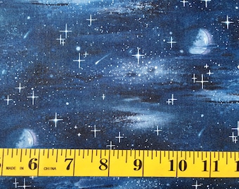 Elizabeth Studio Night Sky Stars Landscape Melody 430 Cotton Fabric By the Yard