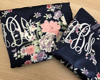 Bridesmaid robes, bridesmaid gifts, burgandy robes, satin floral robes, bridal robes, wedding robes, getting ready robe, bridesmaid proposal