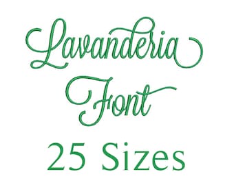 25 Sizes Lavanderia Script Embroidery Font Design Embroidery Fill Machine Instant Download Digital File END025