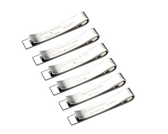Custom Tie Clip,Engraved Personalized Tie Pin,Stainless Steel Tie Clip,Skinny Tie Clip,Groomsmen gift,Personalized Tie Bar,2.12 Inch