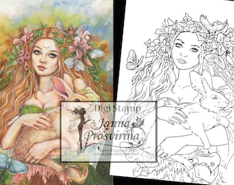 Digital Stamp, Printable, Instant download, Digi stamp, Coloring page, Art of Janna Prosvirina
