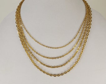 Four Strand Gold Tone Chain Necklace