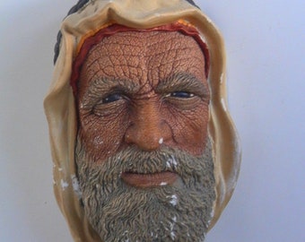 Vintage 1972 Bossons England SYRIAN Wall Ornament, 3D Chalkware Bust, Bossons Head