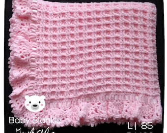 Pink Blanket of Terry cloth-85 x 100 cm-Handmade-crocheted
