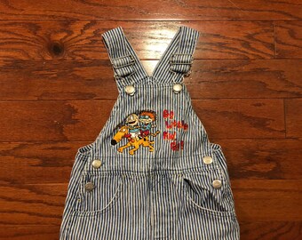 Vintage 90's denim pinstriped toddler rugrats overalls