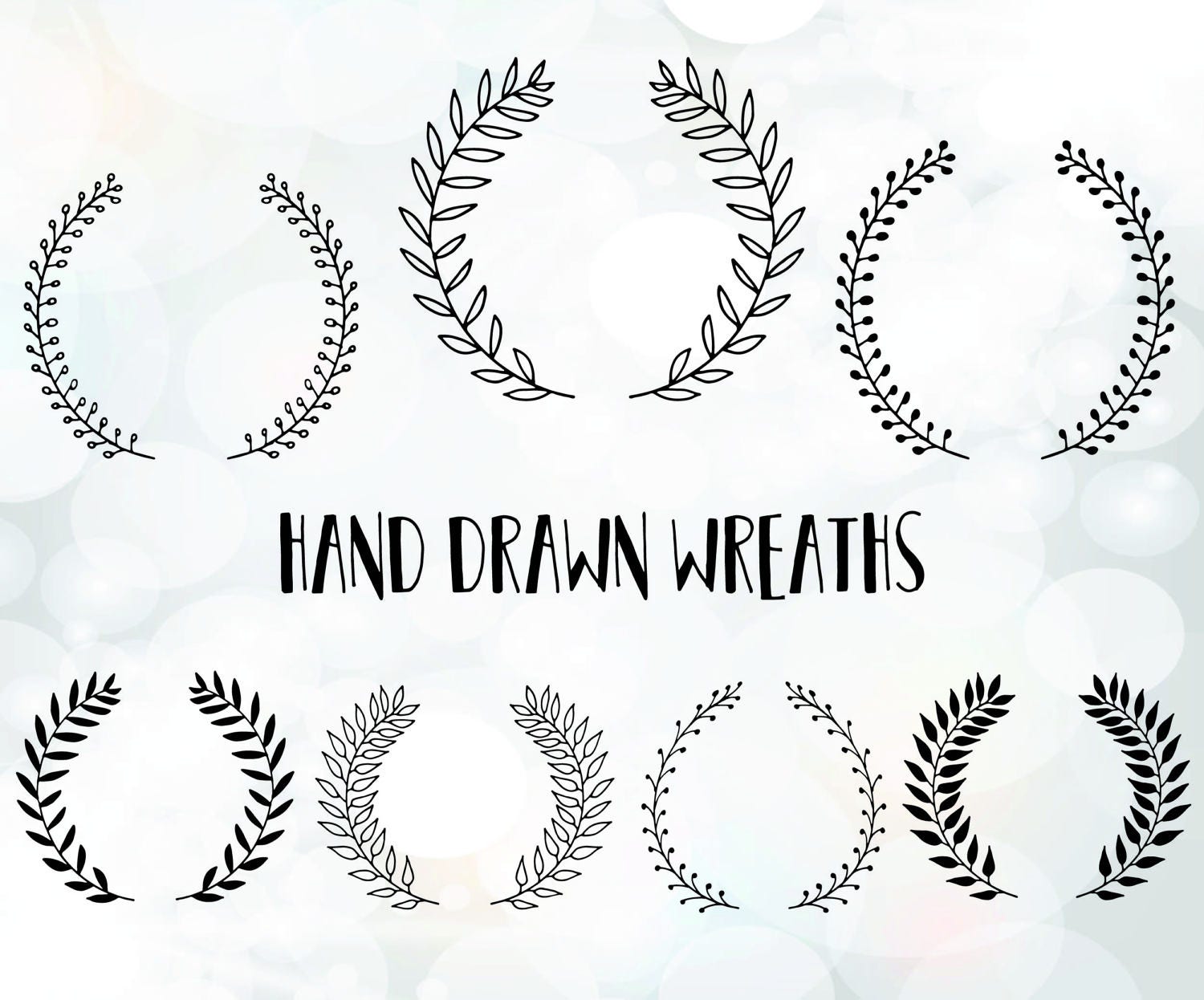 Download Laurel wreath SVG files Hand drawn Wreath svg dxf Leaf