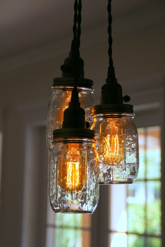 3 Light Mason Jar Chandelier Clear Pint 3 Light Mason Jar Chandelier Clear Pint