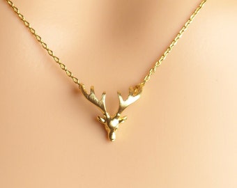 Reindeer Antler Necklace, Horn necklace,Unique Pendant Necklace, Minimalist Jewelry, Gift ideas, Christmas Gift Necklace,Holiday gift
