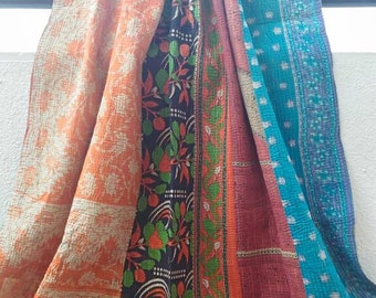 Exquisite Collectors Item!! Reversible vintage kantha quilt from India / throw/ coverlet/ boho/ hippie/ sari quilt/gudri/ bedding decor