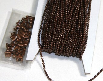 32 ft of antiqued copper 1.5mm ball chain with connector
