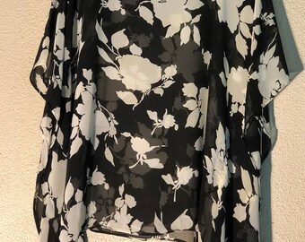 White Flower Poncho Top