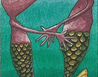 ACEO. Artist Trading card. Original artwork. 'Encounter under the sea'