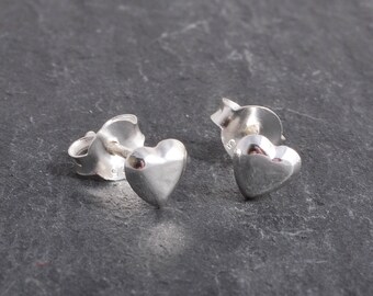 Sterling Silver Heart Earrings Ear Studs handmade