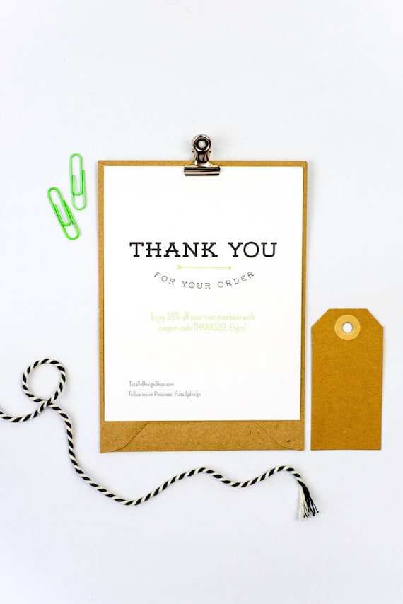 thank you for your order card