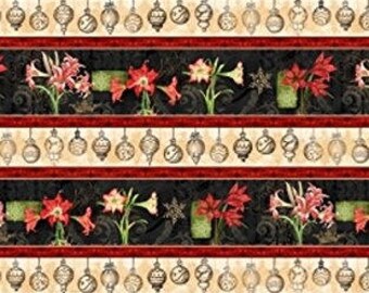 Christmas in Bloom Cotton Quilt Fabric Repeating Stripe By the yard Bfab