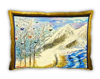 Item #72 Nine Birds Pillow (12x16)