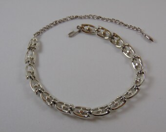 Vintage CORO Silver tone Yellow Rhinestone Choker Necklace