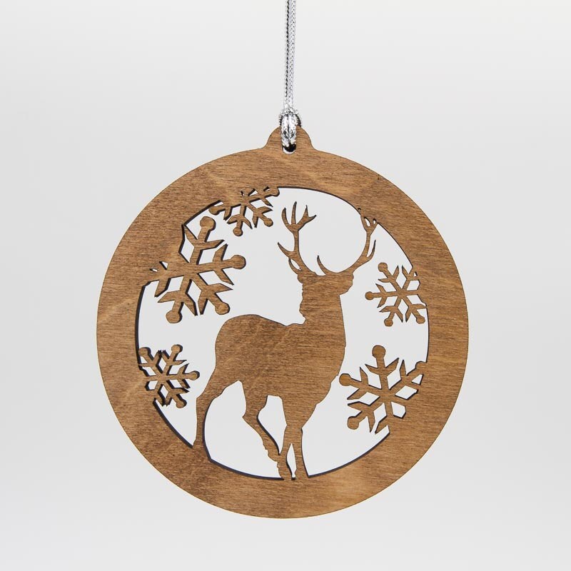Deer Christmas Wood Ornament Wildlife Silhouette Laser Cut