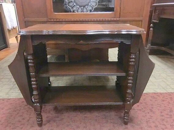 Vintage burl wood walnut magazine table