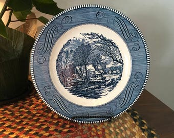 Vintage Currier and Ives Grist Mill Dinner Plates