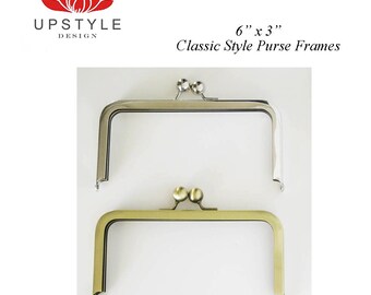 6" x 3" Classic Style Metal Purse Frames - Set of 5 Nickel or Antique Brass - Ships from USA