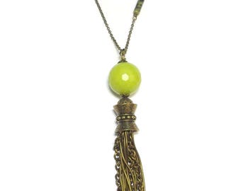 Serpentine natural stone necklace