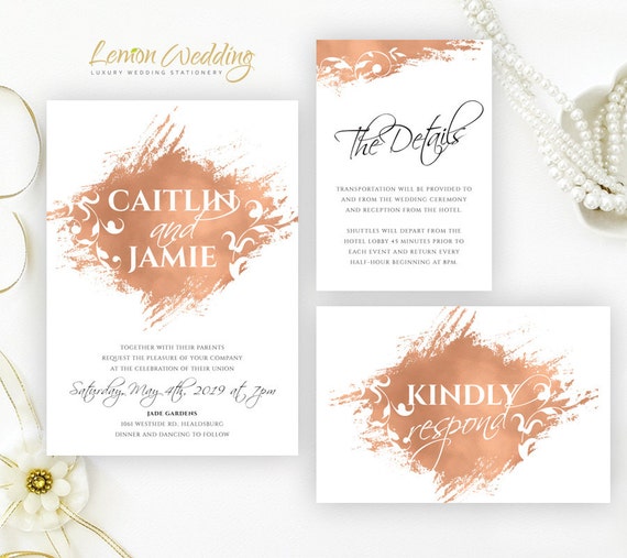 Rose Gold Wedding Invitations Kits 2