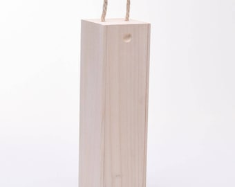Plain Wooden Wine Box with Sliding Lid and Rope - WBM1663