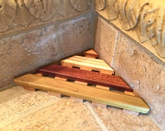 1 Luxurious multi color recliamed wood soap dish - Large Corner Soap Dish