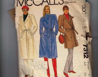 1980s Vintage Sewing Pattern McCalls 7312 Misses Coat and Pants Size 8 Bust 31 32 1980 80s