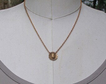 Egyptian Necklace, Scarab necklace, Beetle Necklace, Insect jewelry, Everyday Necklace, Egyptian Revival, Vintage Brass Pendant