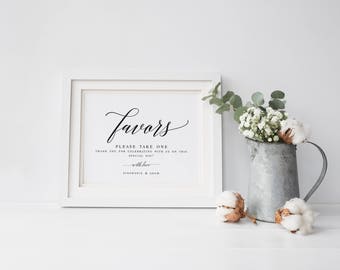 Elegant Wedding Favors Sign Modern Wedding Favors Signs Wedding Guests Favor Sign Modern Calligraphy Sign Favors Sign Favors Template #WP30