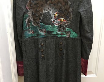 Hand painted long coat - Menswear Maxi Duster