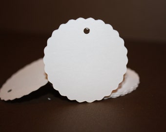 White Cardstock Tag 100 Scalloped Circle white card stock TAGS