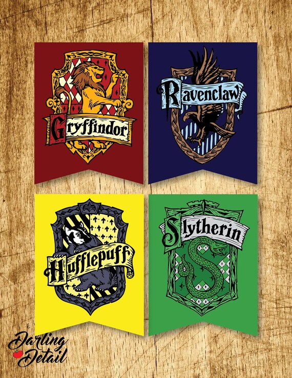 wizard printable house crest banners digital download