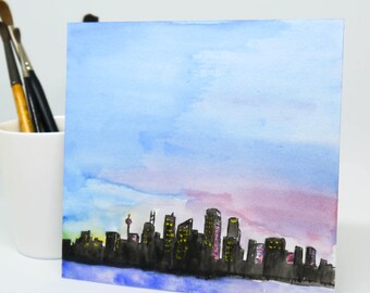 Watercolour Sydney Cityscape - ORIGINAL