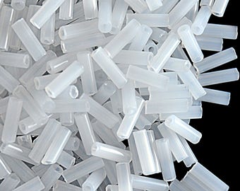 20gr Preciosa Czech Beads Bugles, round profile with round hole, size 7x2,1 mm, White Alabaster (BSB034)