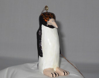 Penguin Wood Carving, Hand Carved Penguin Wooden Christmas Ornament, CCO-60