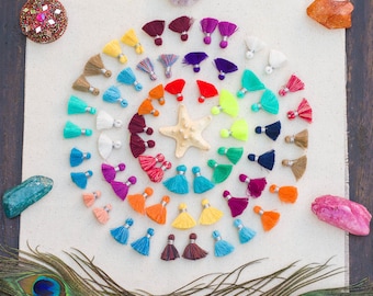 Mini Jewelry Tassels, 3/4 inch, 10pcs+, Bracelet Tassels, Cotton Tassels, Mixed colors -TA27