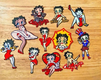 Set 11 BETTY BOOP Sew On Patch Iron Embroidered Cartoon Character Jacket