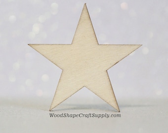 50 - 1 Inch Wood Star - Woodcraft Supplies - DIY Craft Supply - Wood Star Shapes- 1" Wooden Stars