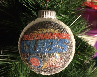 World Series Champions 2016!! Chicago Cubs glass glitter ornament