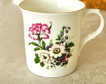 Crown Trent Pink Blue Floral Mug Fine Bone China England