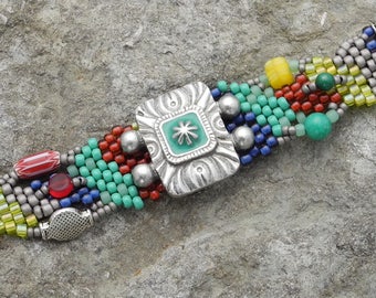 Jewelry - Free Form Peyote Stitch Beaded Bracelet - Bead Weaving - Meditation - BOHO