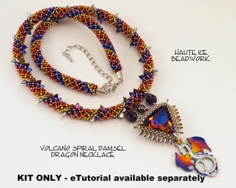 KIT ONLY - Spiral Damsel Dragon Beadwoven Necklace - Intermediate/Advanced Level