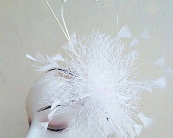 White birdcage fascinator